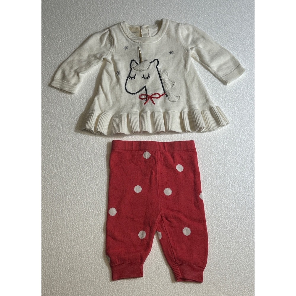 First Impressions Baby Girls Unicorn Polka Dot Sweater Pants Set Newborn